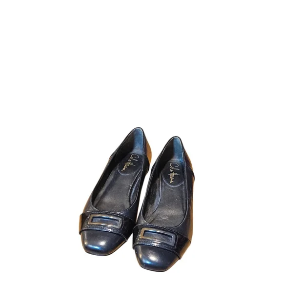 Cole Haan Black Leather Flats with Silver Buckle Size 7.5 - Picture 6 of 16